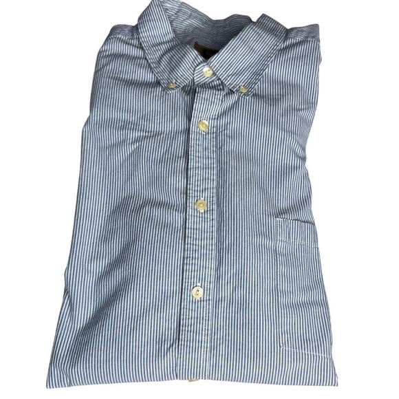 The Foundry Men's size 2XLT Big & Tall Blue Stripe Button Down Long Sleeve Shirt - Picture 3 of 9